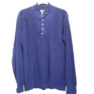 Mens Size LT Vntg LL Bean Sweater Blue Freeport ME Made in the USA 100% Cotton